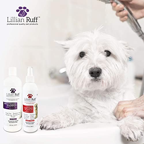 Lillian Ruff Ultra-Brightening Professional Whitening Shampoo For Dogs & Leave-In Dog Conditioner Detangler Spray Set - Ph-Balanced Dog Whitening Shampoo & No Rinse Hydrating Dog Conditioning Spray #TOP5