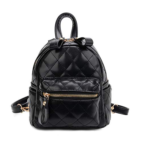 Preisvergleich Produktbild VICTOEFashion Damen Retro-Rucksack, einfarbig, Mini-Rucksack für Mädchen, Schulrucksack, legerer und einfacher Reiserucksack, Schwarz (Schwarz) - VICTOE-6271