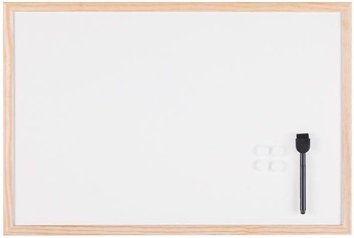 Mastervision Magnetic Dry Erase White Board, 36" x 48", Pine Wood Frame, Wall Mount Kit Included