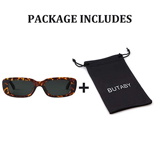 Image of BUTABY Rectangle Sunglasses for Women Retro Driving Glasses 90's Vintage Fashion Narrow Square Frame UV400 Protection