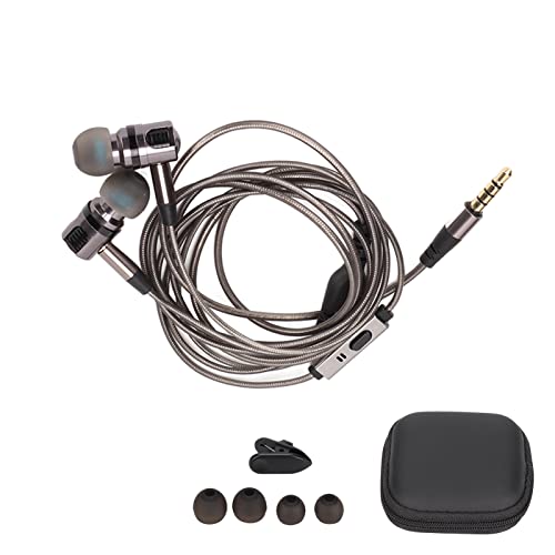 NutriEss Wired Earbuds Noise Isolation Wire Control 3.5mm Sports Earphone with Storage Box Replace Eartips for Cellphone Comfortable Portable for Running Gym Travel