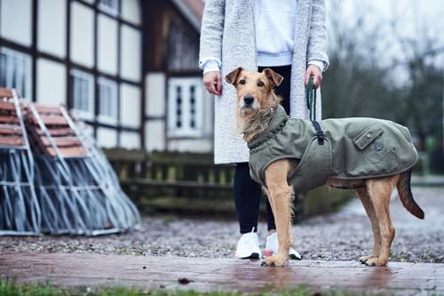 HUNTER Hundemantel UPPSALA TREND, für kalte Tage, wasser- & windabweisend, wärmend, Parka-Stil, modisch, trendig & rustikal, mit Baumwolle, gefüttert, waschbar, verstellbar, Farbe: khaki, Größe: 30