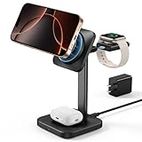 ESR 3 in 1 Wireless Charging Station for Apple[Certified] Portable Apple Watch Charger & MagSafe Charger Stand, Wireless Charger for Multiple Devices iPhone 17/16/15/14/13/12&Watch&AirPods, Black
