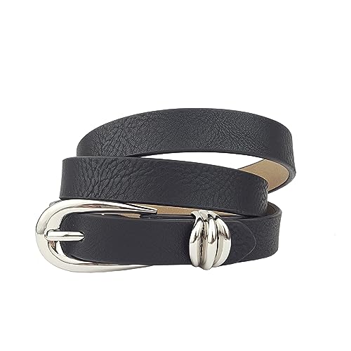 Classic Skinny Silver Buckle and Loop Belt