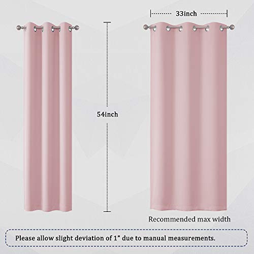 Dualife Baby Pink Curtains Panels For Girls Room Nursery Solid Blackout Room Darkening Curtains For Bedroom Grommet Top Window Treatment Drape 38X54 Inches Long #TOP5
