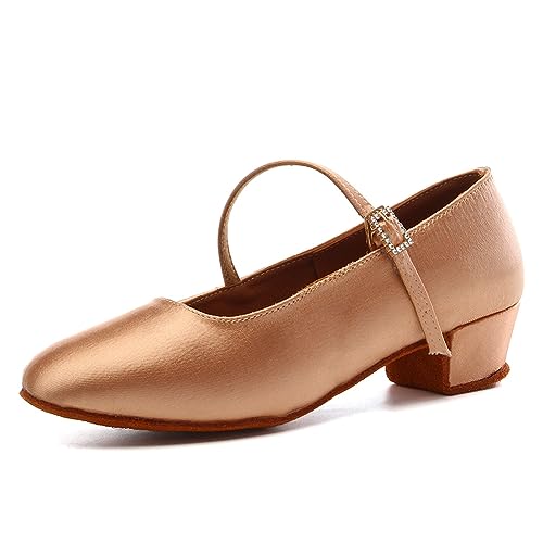 Girls Ballroom Dance Shoes Low Heel Closed Toe Latin Salsa Dance Sandals for Toddler Girls Youth Kids