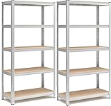 ZINCATO CILVANI SRL SET 2 SCAFFALI In Metallo RIPIANI MDF Scaffale Con 5 Ripiani Regolabili 180 x 100 x 40 cm marca
