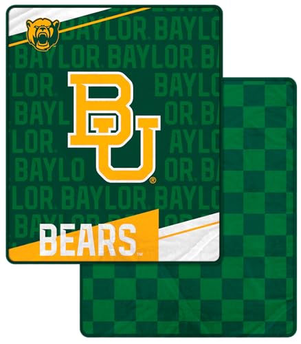 Proformance Home NCAA Baylor Bears Diagonal Ghost Checker Double Sided Ultra Cozy Blanket