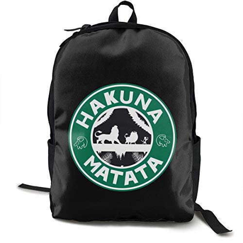HGHGH Hakuna Matata Mochila clásica Negra Bolsa de poliéster Unisex Escuela