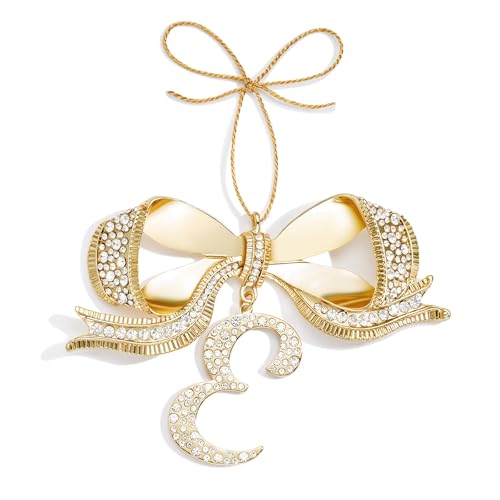 Mrchtmas Christmas Initial Ornaments,Bow Letter Ornaments for Xmas Tree