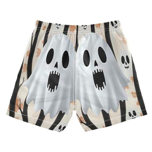Boccsty Autumn Leaves Halloween Ghost Boys Swim Trunks Baby Kids Swimwear Summer Toddler Beach Board Shorts 2T2