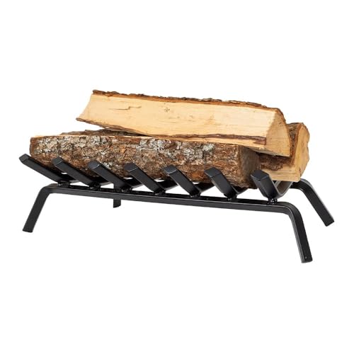 Country Living 22 Inch Steel Fireplace Log Grate | Heavy Duty Fire Pit Cradle | Chimney Wood Rack | Wood Stove Wrought Rack | Durable Log Holder Rack Grate | Coated Steel for Hearth Wood Burning