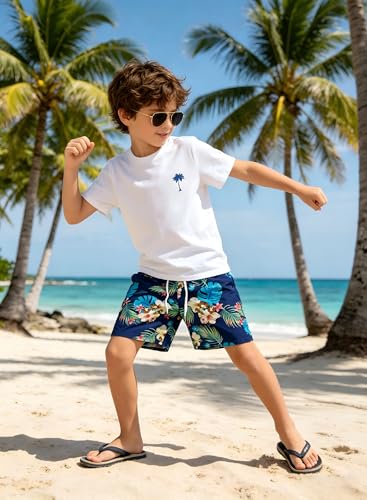 Image of Boys' 2 Piece Summer Outfit Cool Dinosaur & Camouflage Graphic Short Sleeve Tee & Shorts Set Size 4-12