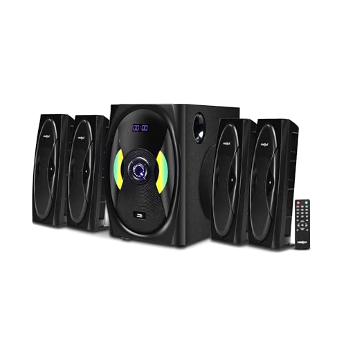Image of FRONTECH SW-0153-4.1 Channel Speaker System | Bluetooth 5.0-90W Output, USB|BT|FM Support|LED Display, Black