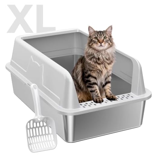 OneBug High-Sided Stainless Steel XL Cat Litter Box for Cats