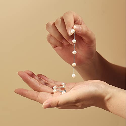 Long Real Freshwater Pearl Earrings For Women, Bridal Pearl Drop Earrings, Big Baroque Pearl Dangling Earrings, Natural Pearl Earrings Dangle, Two Styles In One, Gold Hoop Pearl Earrings (A-Silver) #TOP3