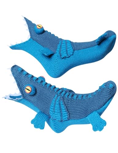 Image of LOLAT Novelty Animal Socks Knit Shark T-Rex Dinosaur Alligator Croc Sock for Christmas Gifts Creative Home Warm