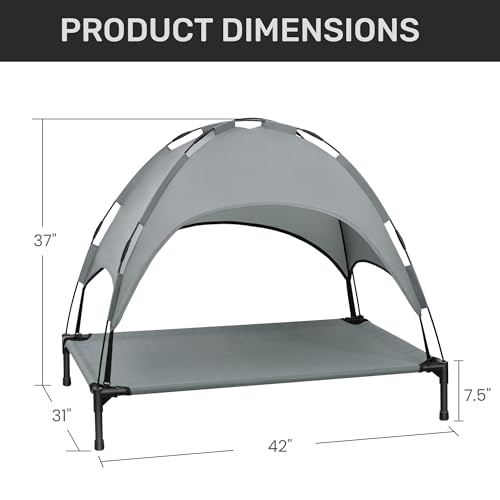 Heeyoo Elevated Dog Bed with Canopy, Portable Dog Cot with Removable Shade Tent, Outdoor Raised Pet Cot Cooling Bed for Dogs - Thumbnail 5