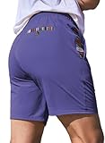 JMIERR Shorts Men Casual Drawstring Summer Quick Dry Beach Stretch Waist Workout Gym Running Athletic Shorts with Pockets 5 Inch Inseam, M, 5' Dark Purple