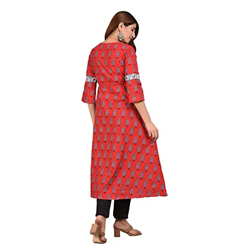 Image of Yash Gallery Women's Cotton Relaxed Fit Anarkali Kurti