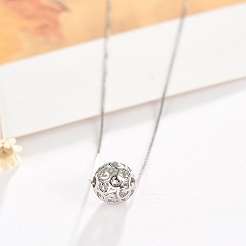 925 Sterling Silver Necklace for Women Pendant Cut Beads Ball Chain | jewelry for women for special Occasions | long silver necklaces for women | locket necklace for women | ball chain necklace, 17" 6