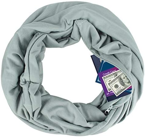 Women's Infinity Scarf with Hidden Zipper Pocket Travel Loop Scarf Wrap