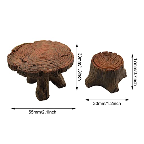 Xgng Miniature Table And Chairs Set, Garden Furniture Ornaments, Dollhouse Resin Bench, Dollhouse Resin Fairy Tree Stump Stool Bench For Micro Landscape Decor #TOP2