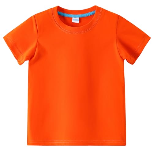 AIWUHE Toddler T Shirts Cotton Summer Tshirts Boys Girls Basic Tee Undershirts Short Sleeve Clothes Crew Neck Shirts Orange 100 2-3T