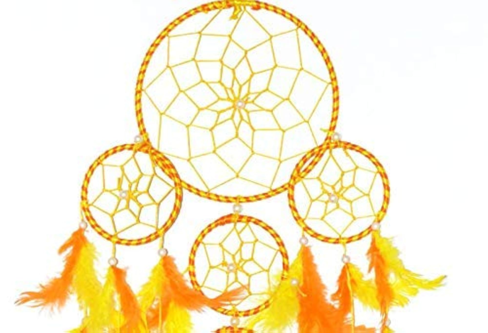 Dream Catcher 5 Rounds Orange Yellow Combo, Decorative Gift
