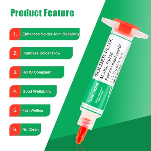 Image of Solder Flux Paste And Solder Wick Braid, No Clean Soldering Flux (5ML) 10Ft Desoldering Wick Braid For Electronics Repair For Disassemble Electrical Components (2 Pack Kit)