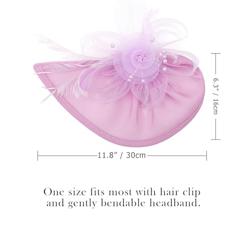 Image of DRESHOW Women Fascinator Hats Tea Party Hat Vintage Pillbox Hat Headband for Cocktail