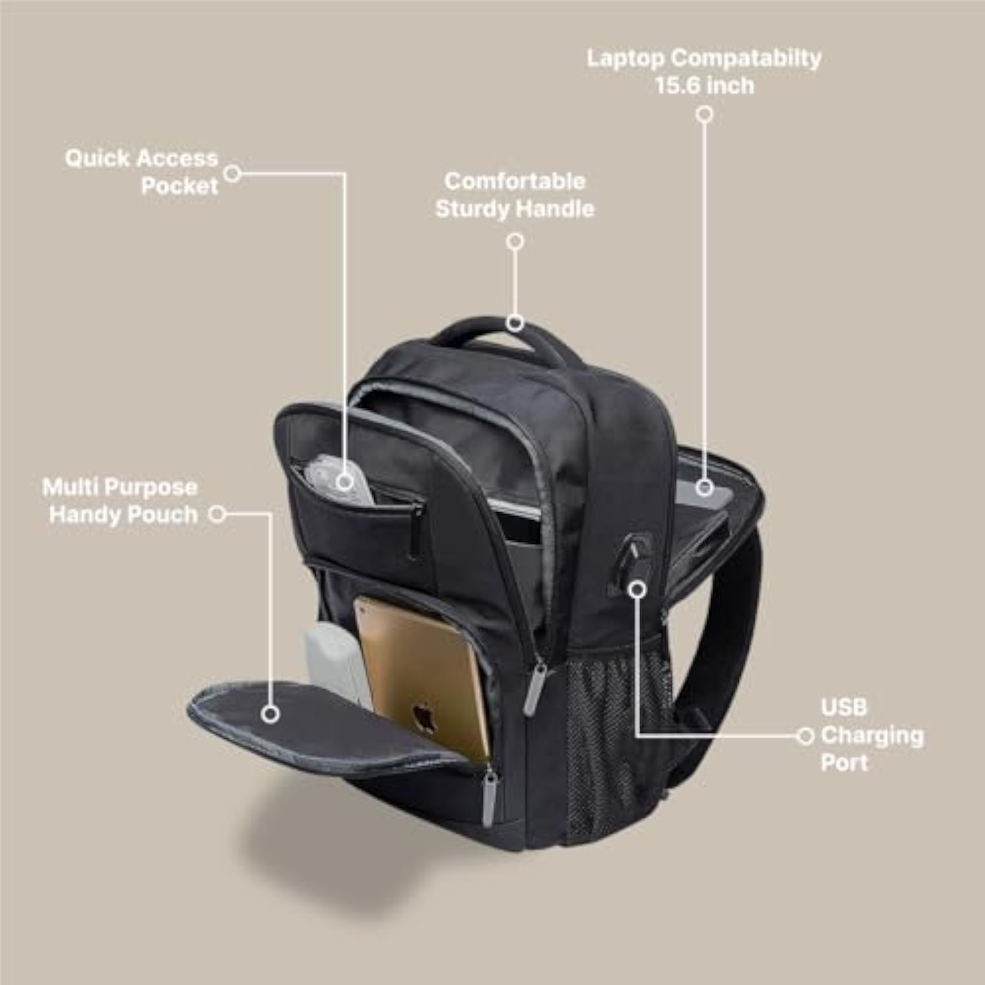 28L Water Resistant Laptop Backpack for Men & Women