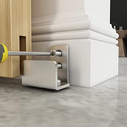 Jubest Stainless Steel Floor Guide Wall Mount Sliding Barn Door Hardware Up To 1-3/8"W 1-1/4"H #TOP3