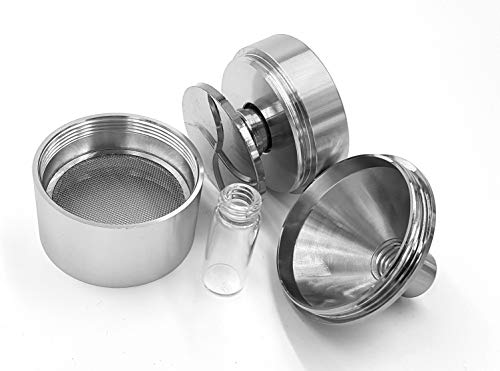 Coarse to Fine Spice Grinder Hand Mill Funnel - Ultra fine - Large Metal 3 Piece 2.12 inch with Storage Bottle - Silver Color - Thumbnail 5