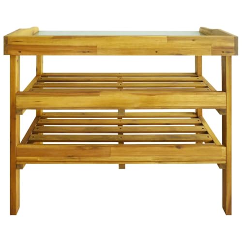 Table de pot compacte en bois d'acacia massif pour terrasse