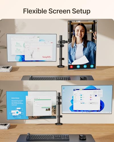 Image of monTEK Dual Monitor Stand for 17 inch-32 inch Computer, Adjustable Height Stable Monitor Mount Fit up to 32 inch Screen, Hold up to 22lbs Weight, C-Clamp and Grommet, VESA 75x75mm /100x100mm