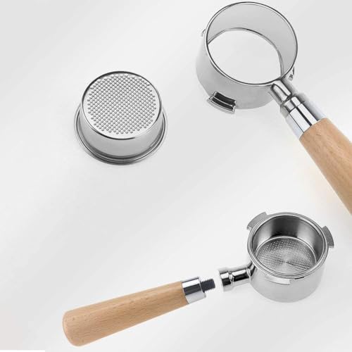Image of Radha Creation 51MM 3 Ear Portafilter with Wooden Handle, Stainless Steel, for Agaro, Wonderchef, Morphy Richards, Inalsa & More | Not Compatible with De'Longhi