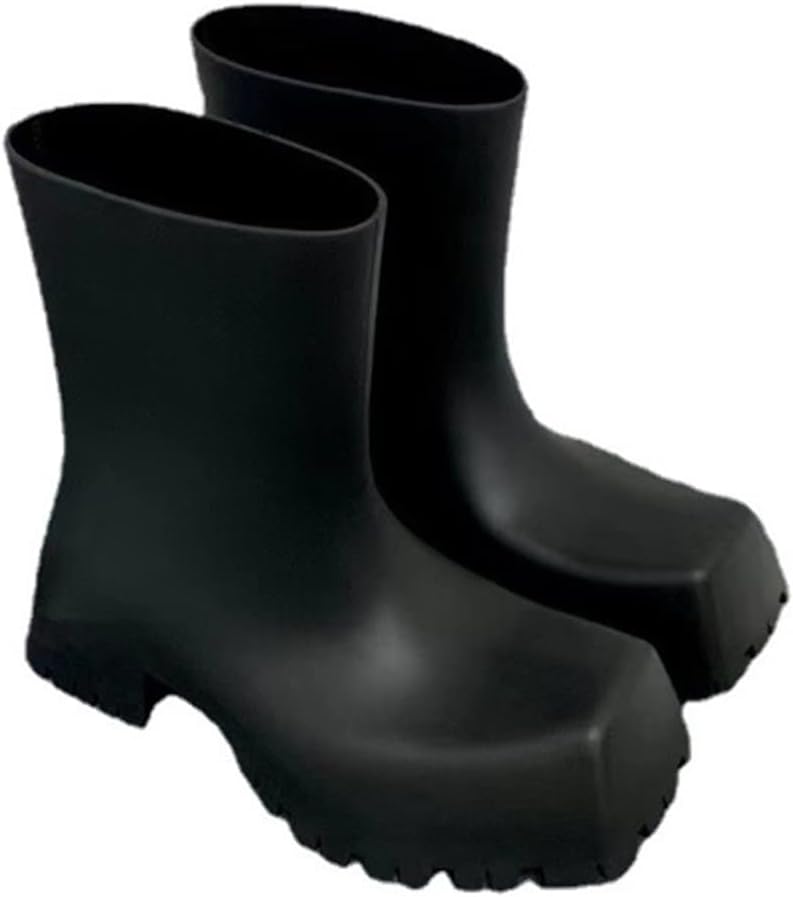 INGVY Rain Boots For Women Thick Platform Rain Boots Black Women's Water Shoes (Size : 39)