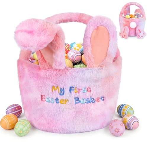 Yamepuia OsterköRbchen - Hase Osterkorb,Niedlich Osterkörbchen für Kinder,Weich Osterkorb mit Henkel für Jungen MäDchen,Osternester Zum BefüLlen,Ostern Deko Korb