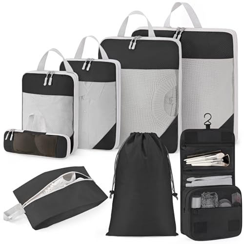 Compression Packing Cubes for Carry on Suitcases, 8 Set Comp