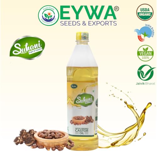 Image of Eywa Seeds & Exports Pvt Ltd Organic Castor Oil (1 Liter) Cold Pressed /Wood Pressed Oil | arendiya /Castor kachi Ghani ka tel by (Suhani) Eywa