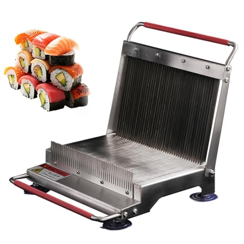 Cortador de rollos de sushi, acero inoxidable con base de succión fuerte, mango antideslizante, 8 mm de grosor, multifuncional para cocina y restaurante