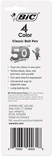 BIC Medium Point Ball Pen, 4 Colors, Assorted Ink, 1 per Pack
