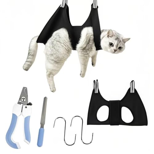 GIEEU Hundepflege-Hängematte, Haustier-Hängemattengeschirr für mittelgroße Hunde/Riesenkatzen mit verstellbarem Klettverschluss, breiter Gurt, Hundeschlingen-Halter für Nagelschneiden, Krallenpflege