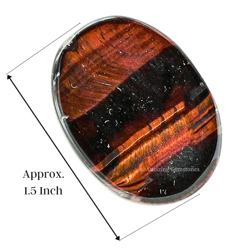Image of Amazing Gemstone Red Tiger Eye Worry Stone Crystals and Healing Stones - Worry Stones for Stress Relief Gifts - Piedra Crystal Fidget for Meditation - Unique Stocking Stuffers and Birthday Gifts