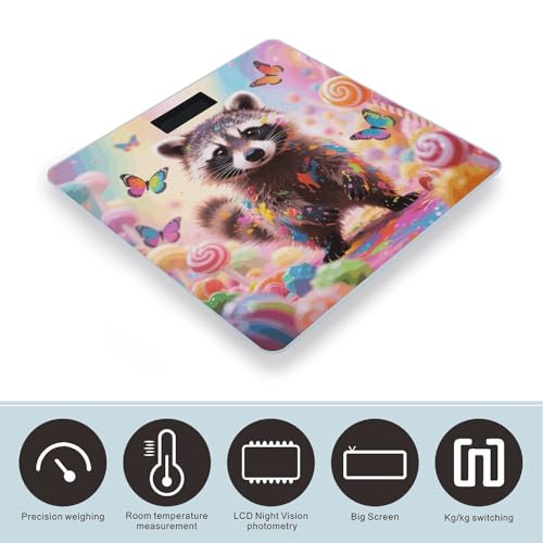Báscula digital para baño Candy Raccoon blanca miniatura 3