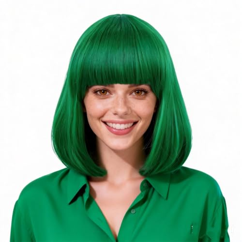 Perruque verte synthétique pour la fête cosplay Halloween et carnaval