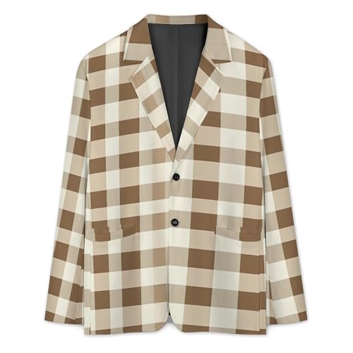 Traditional Plaid Mens Blazer Lightweight Sport Coat Two Button Suit Jackets3