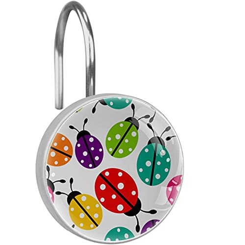 Rideau de douche impeccable avec les crochets coccinelles colorés en acier inoxydable
