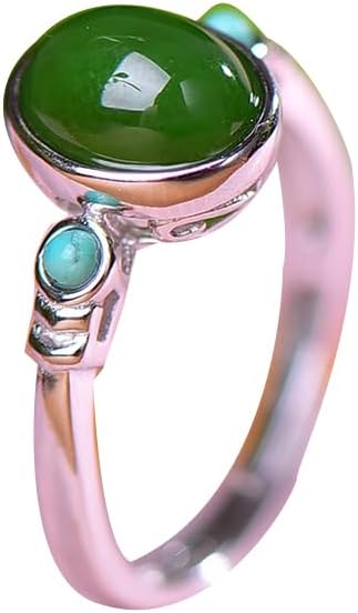 S925 Silver-Inlaid Natural Jasper Oval Ring Opening Adjustable Including Certificate